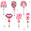 Valentine's Rotating Crocodile Clip Bead Badge Reel Retractable Keychain Set:6pcs 1