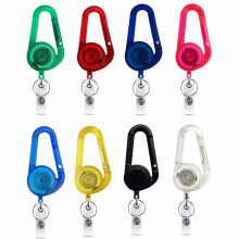 Black ABS Carabiner ID Reel Retractable Badge Keychain Clip