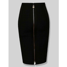 (H888-Black, S) Women's Elastic Bodycon Summer Pencil Bandage Skirt in Orange, Blue, Black, Red, White & Pink, 58cm