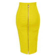 (H888-Yellow, XXL) Women's Elastic Bodycon Summer Pencil Bandage Skirt in Orange, Blue, Black, Red, White & Pink, 58cm