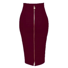 (H888-Wine, L) Women's Elastic Bodycon Summer Pencil Bandage Skirt in Orange, Blue, Black, Red, White & Pink, 58cm