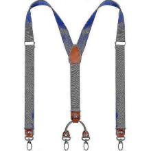 (Blue) Mens Y-shaped Wide Heavy Duty Suspenders With 4 Metal Clips Adjustable Elastic Straps