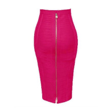 (Hot Pink, M) Women's Elastic Bodycon Summer Pencil Bandage Skirt in Orange, Blue, Black, Red, White & Pink, 58cm