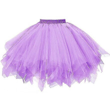 (Purple, Free) Tulle Skirts Womens Pleated Gauze Short Skirt Carnival Dancing Skirt for Adult Tutu Dancing Skirt