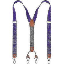 (Purple) Mens Y-shaped Wide Heavy Duty Suspenders With 4 Metal Clips Adjustable Elastic Straps