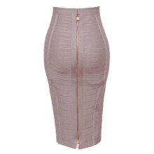 (H888-Beige, XS) Women's Elastic Bodycon Summer Pencil Bandage Skirt in Orange, Blue, Black, Red, White & Pink, 58cm