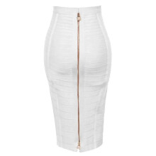 (H888-White, XXL) Women's Elastic Bodycon Summer Pencil Bandage Skirt in Orange, Blue, Black, Red, White & Pink, 58cm