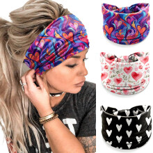 Set di 9 fasce per capelli da yoga annodate con motivo a cuore per San Valentino, per donne, con sciarpa larga sportiva