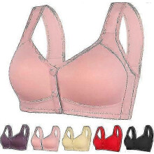 (Pink, 2XL) Bra Front Closure, Women's Bra, Front Snaps Button Bras No Underwire Push Up High Support Sports Push Up Bra