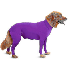 (Purple, M) Sport Dog Onesie - Anti-Shedding, Calming & UV Protection for Home, Car & Travel