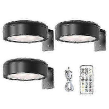 (black, 3pcs) Wall-mounted Wireless Picture Light with Remote Control Dimmable Battery Operated Adjustable 13-Color RGB Painting Light
