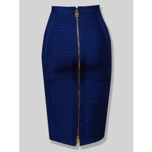 (H888-Blue, M) Women's Elastic Bodycon Summer Pencil Bandage Skirt in Orange, Blue, Black, Red, White & Pink, 58cm