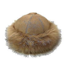 (Camel) Winter Faux Fur Suede Beanie for Men Women, Warm Thick Fluffy Snow Cap Qinhai
