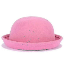 (Pink, 57cm) Women's Wool Felt Bowler Hat Fashionable Style