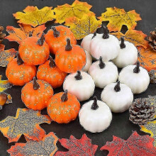 (White) 12pcs Mini Artificial Halloween Pumpkin Decor Simulation Vegetable Diy Craft Halloween Home Party Decoration Farmhouse Harvest