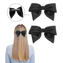 (2Pcs Black) 2pcs Bow Knot Hair Clips, Fabric Hair Bow Knot Hair Clip, Elegant Girls Hair Accessories