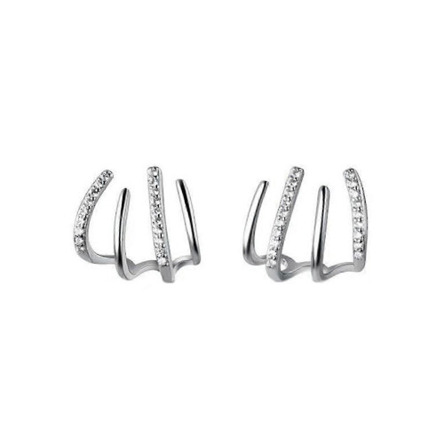 (Silver) Crystal Claw Stud Earrings for Women Silver Needle Piercing 1 Pair