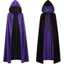 (Black Purple, 150cm) Halloween Fancy Dress Warm Reversible Cape for Vampire Witch Wizard