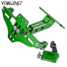 (green with logo) Adjustable License Plate Bracket Fender Eliminator Compatible with Ducati Diavel 1200 1260 1260S Motorcycle