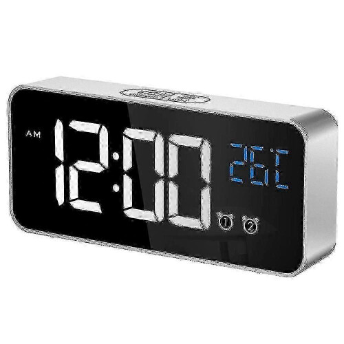 (Black) Electric Alarm Clock with Big Display for Bedroom, Dimmable Brightness
