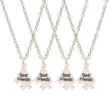 Best Friend Freundschafts-Puzzle-Halsketten 4er-Pack Silver