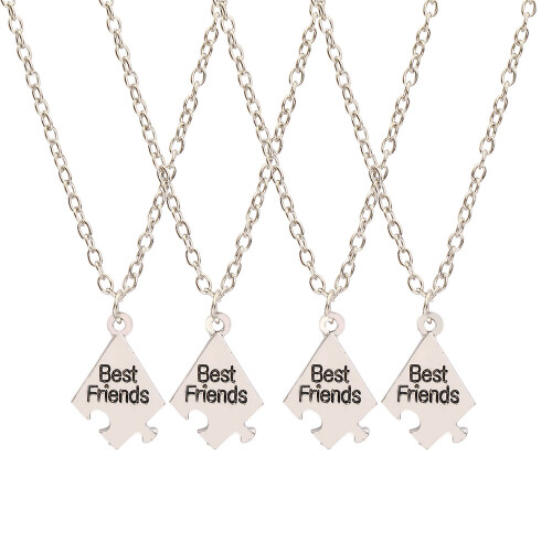 Collier puzzle de l'amitié Best Friend, pack de 4 Silver