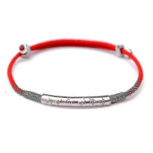 (Silver) Buddhist Tibetan Red String Lucky Bracelet, Handmade Adjustable Hand Chain for Women Girls