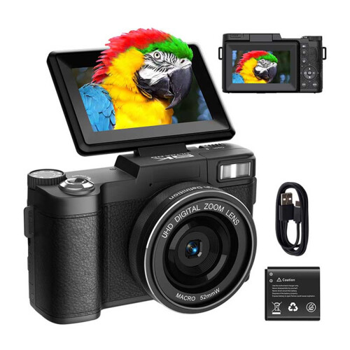 5K Ultra HD 64MP WiFi Digitalkamera mit Klappbildschirm & Makroobjektiv Black 1