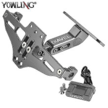 (gray with logo) Adjustable License Plate Bracket Fender Eliminator Compatible with Ducati Diavel 1200 1260 1260S Motorcycle