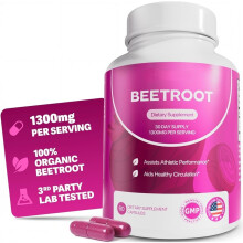 (1pc) Organic Beet Root Capsules-1300mg Beet Root Powder Aids Healthy Circulation&Vitality-60 Capsules