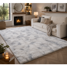 (200X290, SILVER-GREY) Large Rugs Fluffy Shaggy Runner Floor Mats Carpets