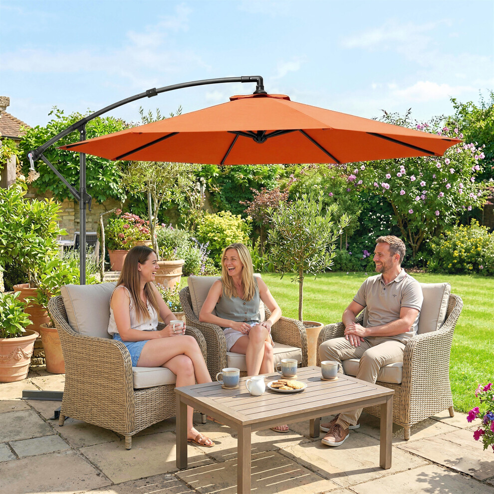 Outsunny 3 M Cantilever Parasol, Offset Outdoor Umbrella With Crank Handle