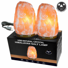 2x Himalayan Salt Lamp Natural Crystal USB Night Light For Home Decor