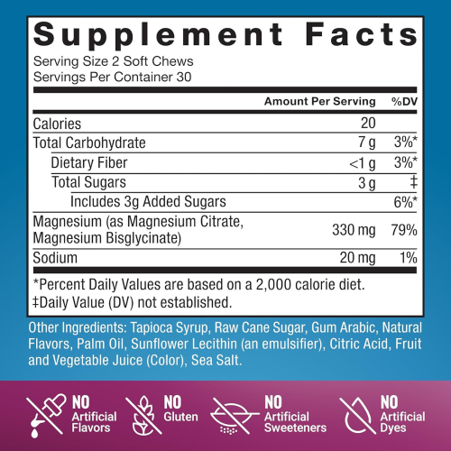 Force Factor Ultimate Magnesium Soft Chews – Mixed Berry (60 Count) 1