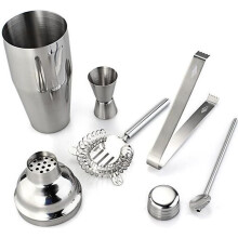 5-teiliges Cocktail-Barset aus Edelstahl mit Shaker, Zange und Löffel (750 ml)