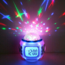 WINNES Digitaler Wecker mit Lampe für Kinder, Sternenhimmelprojektor, Hintergrundbeleuchtung, Musik, Kalender und Thermometer