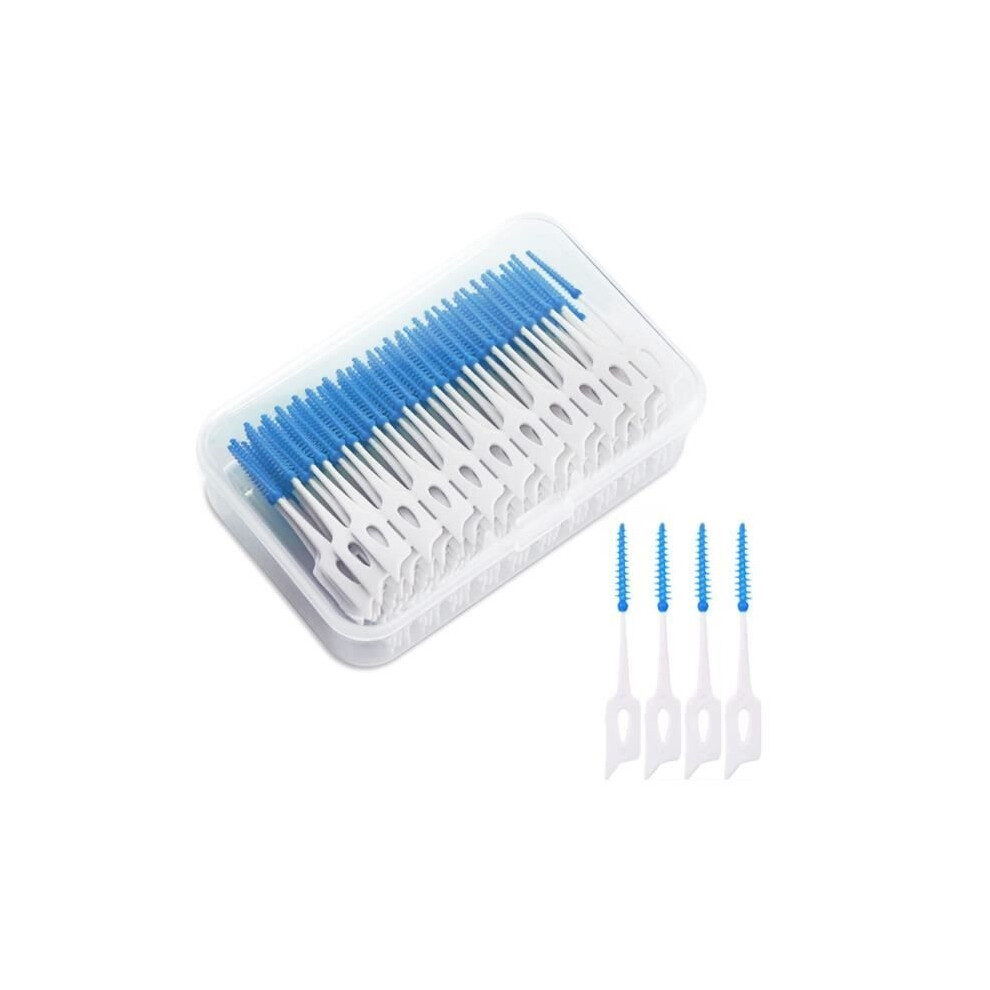 Aihontai Blue Double-Sided Silicone Interdental Brushes - 160 Pieces - Storage Box