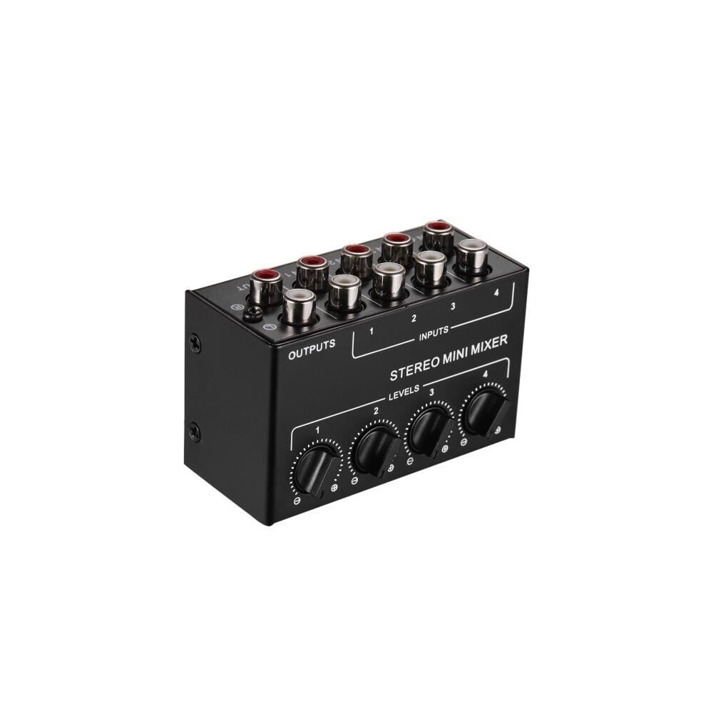 Mini Stereo Audio Mixer With 4-Channel Rca Inputs, Separate Volume Controls, Full Metal Casing - 92 9301941290699