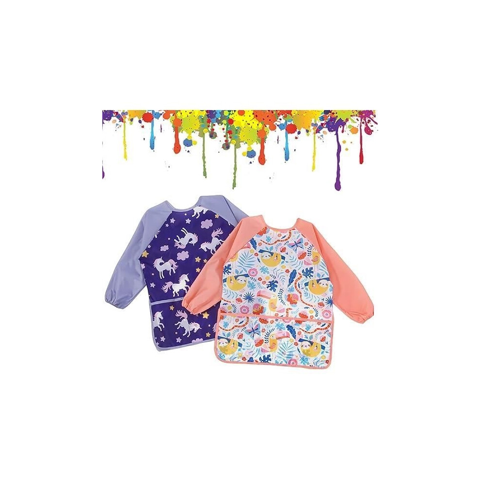 Waterproof Children's Painting Apron, Children's Painting Smock For Ages 3-8, Unisex Baby Feeding Apron, Long Sleeves Aihontai