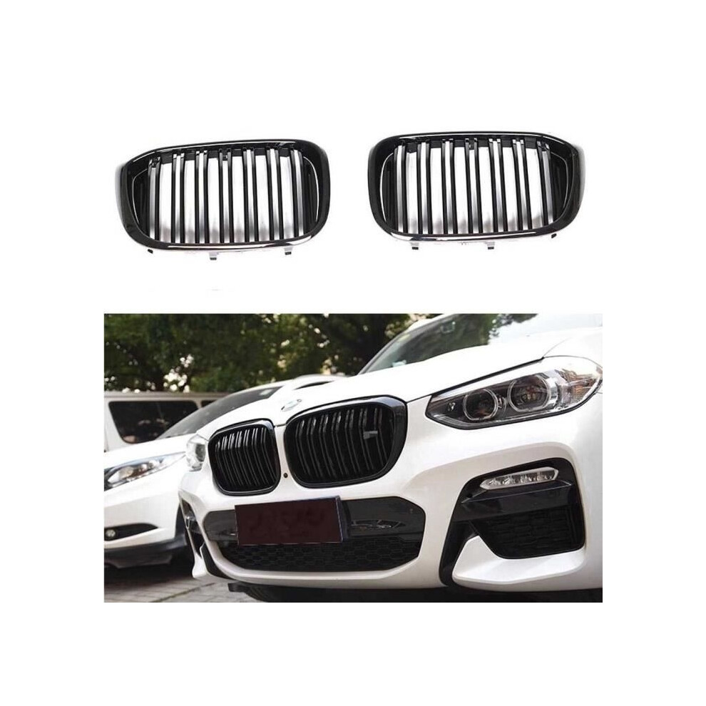 2 Gloss Double Blade Grilles For Bmw X3 G01 G08 And X4 G02 Black 9301941298107