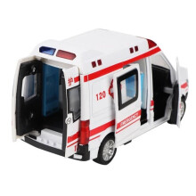 Spielzeug-Krankenwagen aus Metall – LED – Zugmechanismus – Weiß