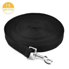 NEEGO 15-Meter-Trainingsleine für Haustiere (Schwarz) — Extralanges Nylonband — Ideal zum Spazierengehen mit Hunden und Katzen