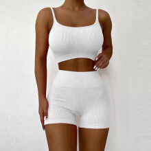 (White) Ensemble Gym 2 Pièces Sans Couture Femme