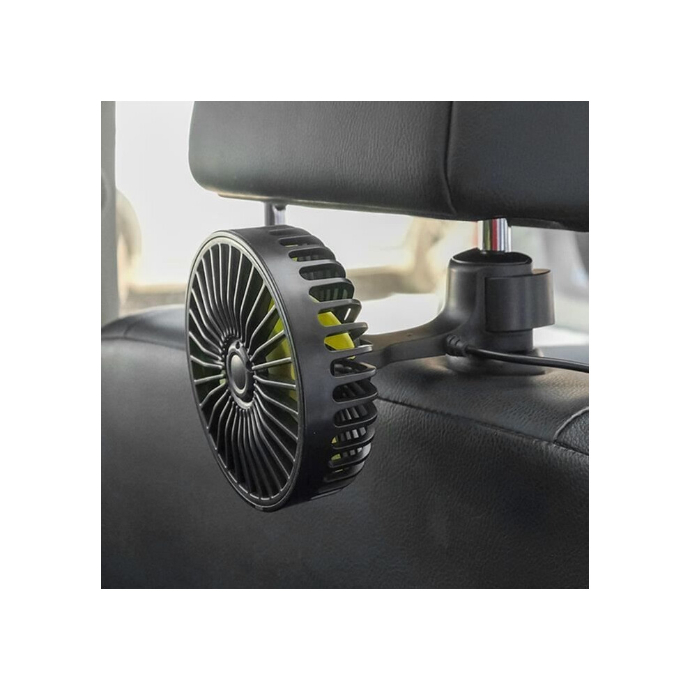 Universal Car Fan For Car Back Seat Headrest, 3 Speeds, 5V Usb Fan With Switch Black 9301941299463