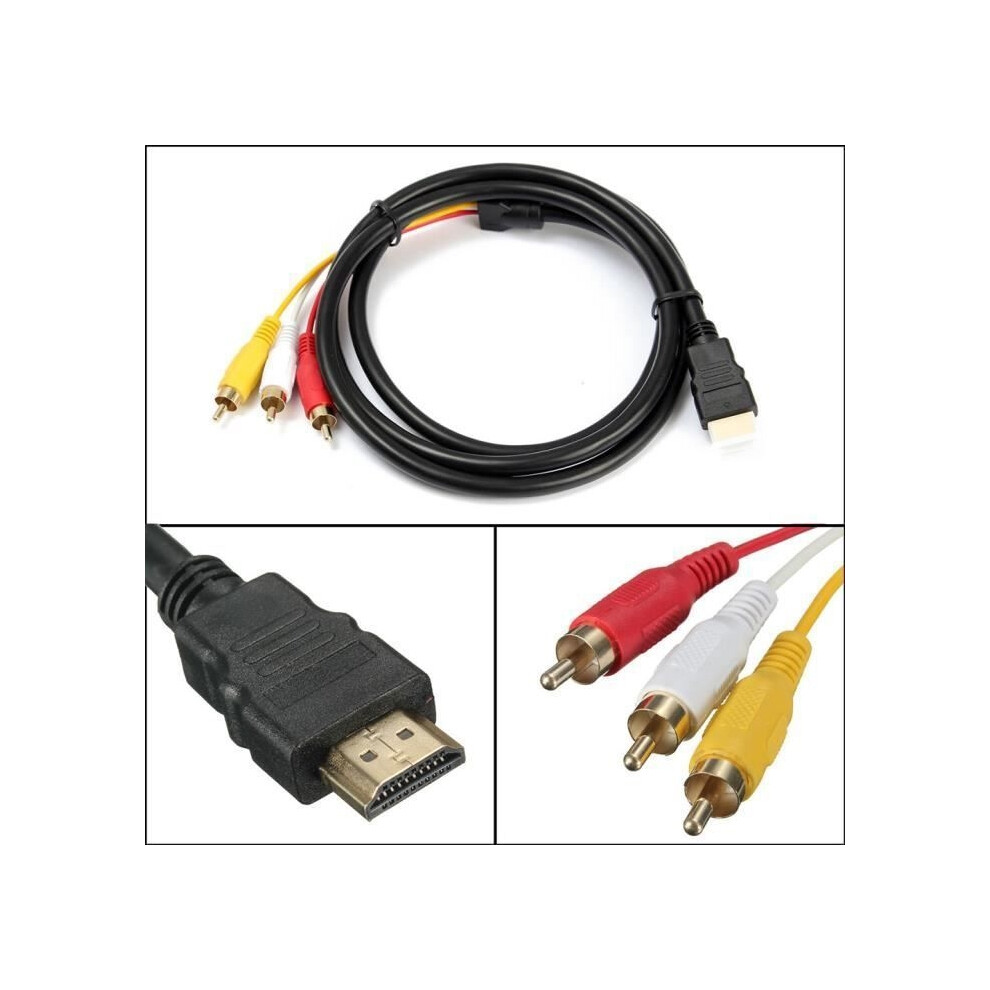 5-Foot Audio Video Adapter Cable 1080P Hdtv Hdmi Male To 3 Rca Av Cable 9301941294352