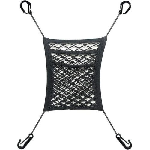 Car Mesh Bag - Not Specified - 3 Layers - Elastic Nylon - Easy Installation - Black