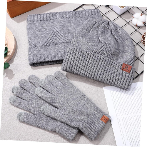 Schal, Handschuhe, Mütze, Set, warme Strickmütze, Wintermütze, Schal, Touchscreen-Handschuhe 2