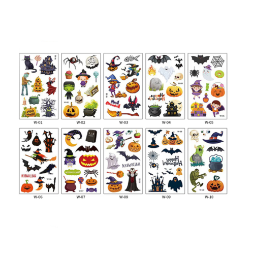Temporäre Halloween-Tattoos 10 Blatt MultiColor