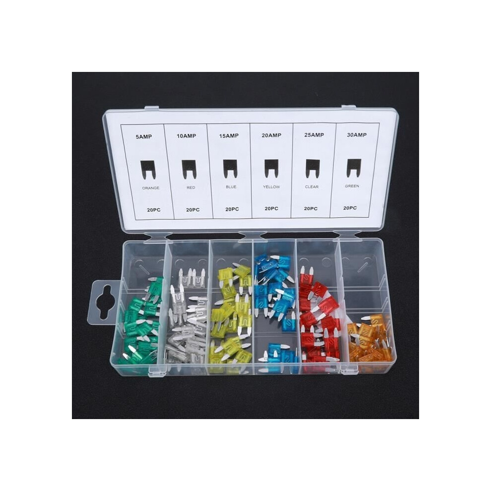 120 Pcs/Box Car Blade Fuses Assortment Kit Automotive Fuses Assorted Car Van Mini Blade Fuse 9301941304938