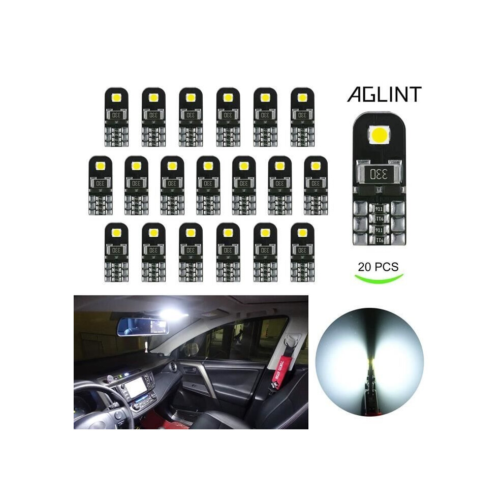 20X T10 Led Canbus Error Free Car Bulbs 12V T10 W5w 2825 Car Interior Dome Lights White 9301941303993